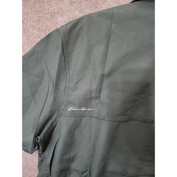 Eddie Bauer Woven Tech Shirt Mens M Green Outdoor Vented Lightweight Camping NEW - Picture 10 of 12